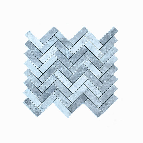 Tundra Grey Marble Herringbone Feature Tile 23x75mm