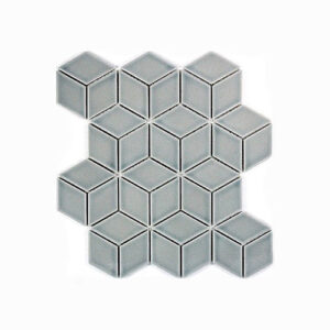 Cube Grey Gloss Mosaic Feature Tile 266x305mm