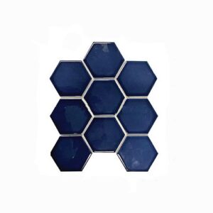 Hexagon Prussian Blue Wall Feature Tile 256x295mm