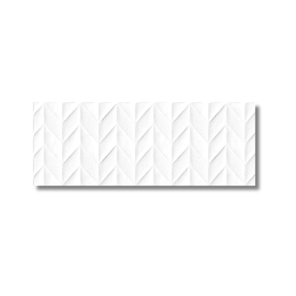 Snow White Chevron Pattern Rectified Wall Tile 300x800mm
