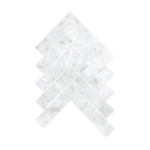 Artemis Carrara White Herringbone Mosaic Tile 35x150mm