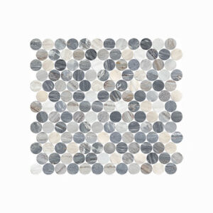 Artemis Blue Sandstone Penny Round Mosaic Tile 23mm
