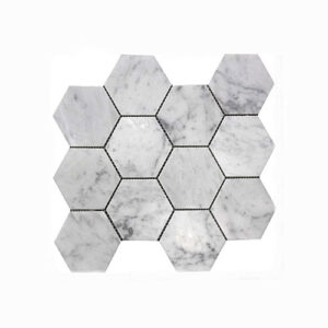 Carrara Hexagon 50mm Feature Tile 295x260mm