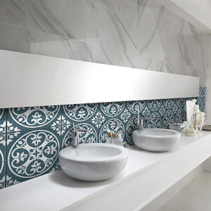 Picasso Norway Teal Encaustic Patterned Floor Tile 200x200mm