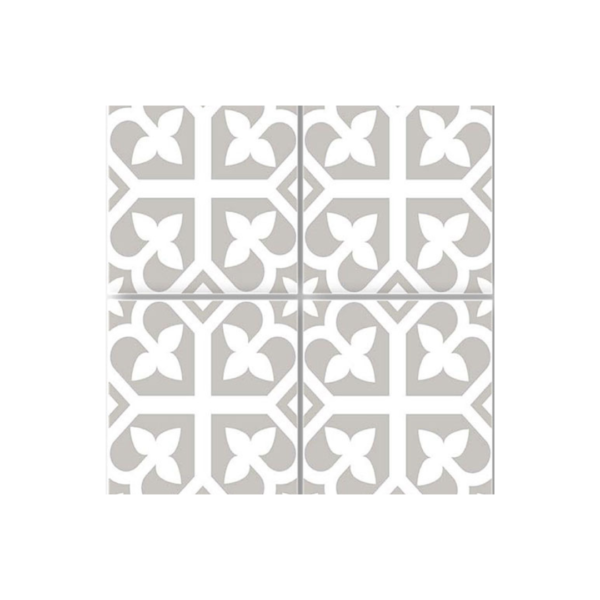 Picasso Bloom Grey Encaustic Patterned Floor Tile 200x200mm