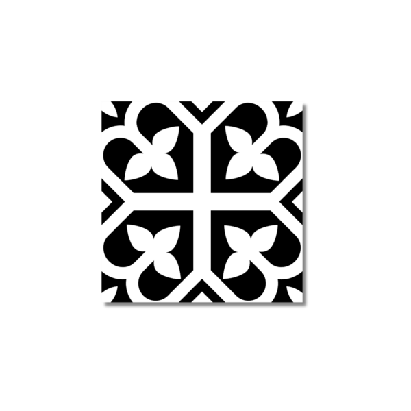 Picasso Bloom Black Encaustic Patterned Floor Tile 200x200mm