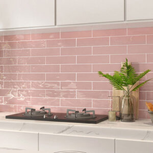 Edge Wave Pink Gloss Subway Wall Tile 68x280mm