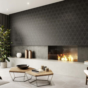 Triangle Deco Black Matt Floor Tile 485x280mm