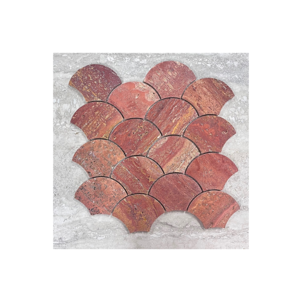 Shell Red Travertine Honed Marble Mosaic Feature Tile 68x99mm