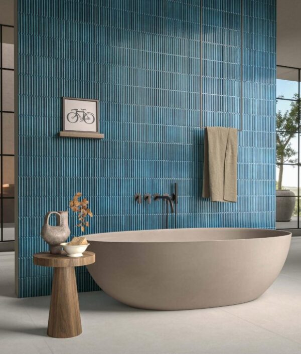Homey Stripes Blue Gloss Wall Tile 300x600mm