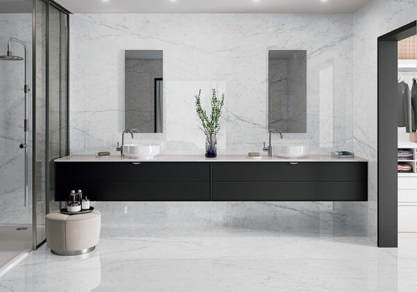 Carrara Luce Gloss Rectified Floor Tile 600x600mm