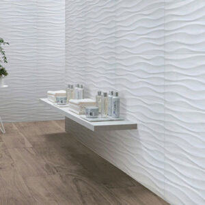 Wave White Décor Gloss Rectified Wall Tile 300x600mm