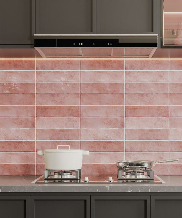 Caramela Pink Gloss Subway Wall Tile 75x300mm