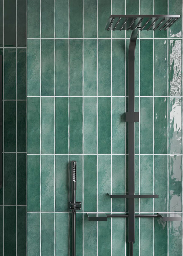 Caramela Dark Green Gloss Subway Wall Tile 75x300mm