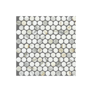 Artemis Calacatta Gold Penny Round Mosaic Tile 23mm