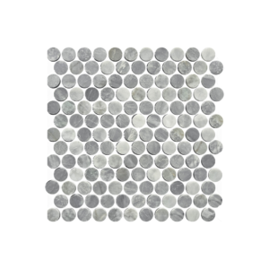 Artemis Carrara Grey Penny Round Mosaic Tile 23mm
