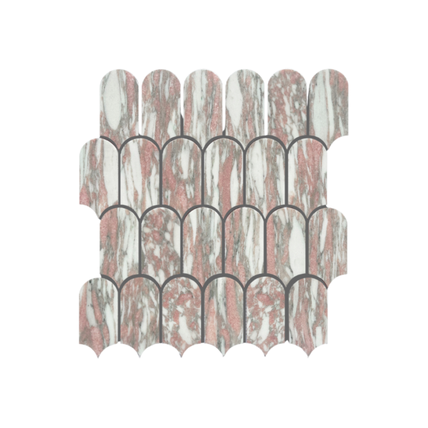 Artemis Norwegian Pink Feather Mosaic Tile 50x103mm